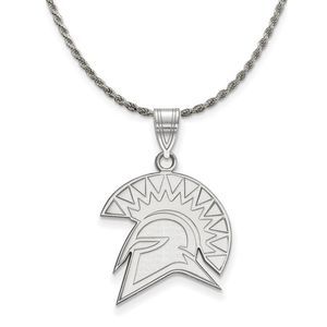 Sterling Silver San Jose State Large Logo Pendant Necklace - 24 Inch